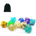 Bescon 10pcs Set of Polyhedral D% Dice(00-90), 10 Count Assorted Random Multi Effected&Colored Pack of D% in Drawstring Pouch
